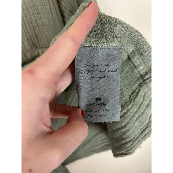 Raquel Allegra Jacket S Green Gauze Blazer Shawl Collar Lagenlook Kimono Cotton - Picture 4 of 5